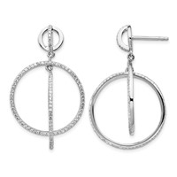 Sterling Silver Rhodium-plated CZ Circles Dangle Post Earrings view 1