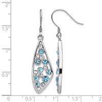 Sterling Silver Rhodium-plated Blue White Crystal Wing Dangle Earrings view 4