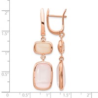 Sterling Silver Rose-tone Created Pink Cats Eye Dangle Earrings view 4