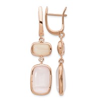 Sterling Silver Rose-tone Created Pink Cats Eye Dangle Earrings view 1
