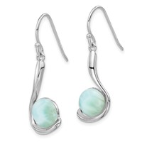 Sterling Silver Rhodium-plated Larimar Swirl Dangle Earrings view 2