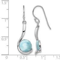 Sterling Silver Rhodium-plated Larimar Swirl Dangle Earrings view 4