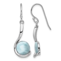 Sterling Silver Rhodium-plated Larimar Swirl Dangle Earrings view 1