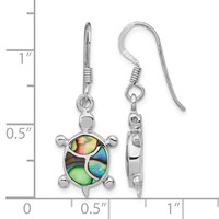 Sterling Silver Rhodium-plated Abalone Turtle Dangle Earrings view 4