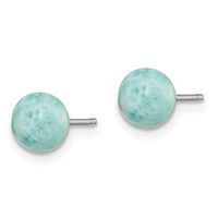 Sterling Silver Rhodium-plated Polished 6mm Round Larimar Post Earrings view 2
