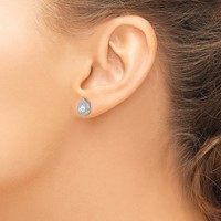 Sterling Silver Rhodium Plated CZ Post Earrings view 3