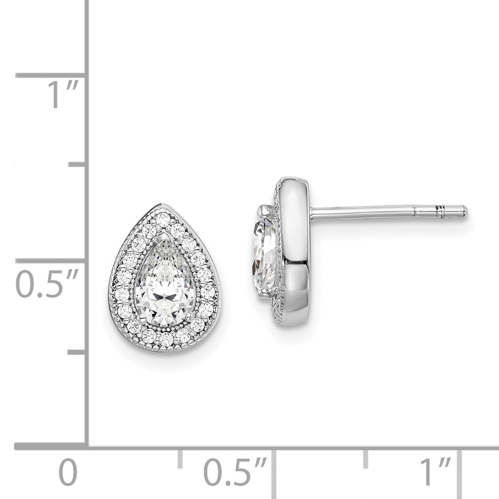 Sterling Silver Rhodium Plated CZ Post Earrings (QE14472APR)