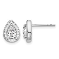 Sterling Silver Rhodium Plated CZ Post Earrings view 1