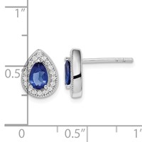 Sterling Silver Rhodium-plated Blue and Clear CZ Post Earrings view 4