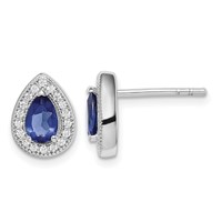 Sterling Silver Rhodium-plated Blue and Clear CZ Post Earrings view 1