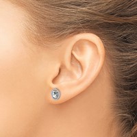Sterling Silver Rhod-plat White Topaz Oval Post Earrings view 3