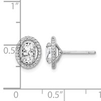 Sterling Silver Rhod-plat White Topaz Oval Post Earrings view 4