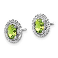Sterling Silver Rhod-plat Peridot Oval Post Earrings view 2