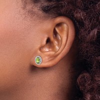 Sterling Silver Rhod-plat Peridot Oval Post Earrings view 3