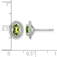 Sterling Silver Rhod-plat Peridot Oval Post Earrings view 4