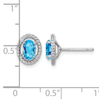 Sterling Silver Rhod-plat Light Swiss Blue Topaz Oval Post Earrings view 4