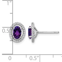 Sterling Silver Rhod-plat Amethyst Oval Post Earrings view 4