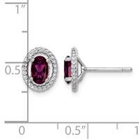 Sterling Silver Rhod-plat Rhodolite Garnet Oval Post Earrings view 4