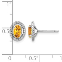 Sterling Silver Rhod-plat Citrine Oval Post Earrings view 4