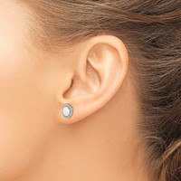 Sterling Silver Rhod-plat Milky Opal Oval Post Earrings view 3