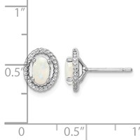 Sterling Silver Rhod-plat Milky Opal Oval Post Earrings view 4