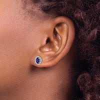 Sterling Silver Rhod-plat Create Sapphire Oval Post Earrings view 3