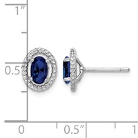 Sterling Silver Rhod-plat Create Sapphire Oval Post Earrings view 4