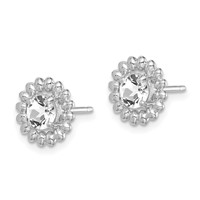 Sterling Silver Rhod-plat White Topaz Earrings view 2