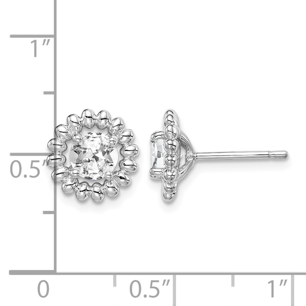 Sterling Silver Rhod-plat White Topaz Earrings (QE14495APR)