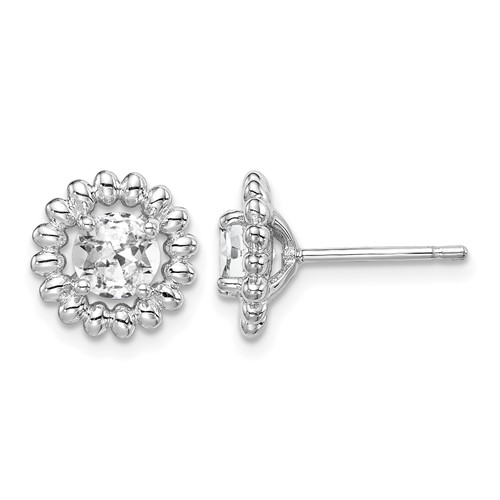 Sterling Silver Rhod-plat White Topaz Earrings