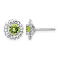 Sterling Silver Rhod-plat Peridot Earrings view 1