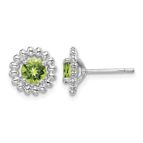 Sterling Silver Rhod-plat Peridot Earrings