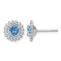 Sterling Silver Rhod-plat LB Topaz Earrings view 1