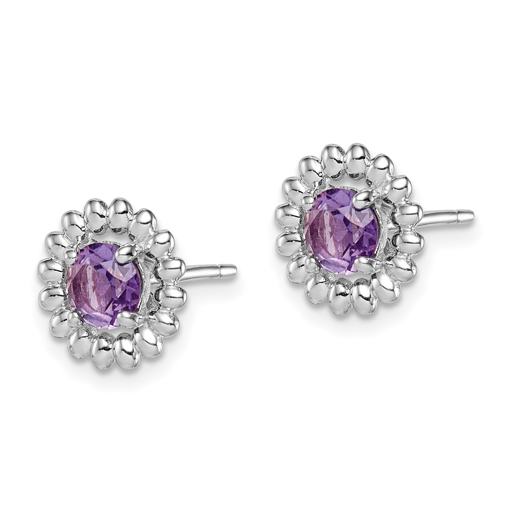 Sterling Silver Rhod-plat Amethyst Earrings (QE14495FEB)