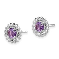 Sterling Silver Rhod-plat Amethyst Earrings view 2