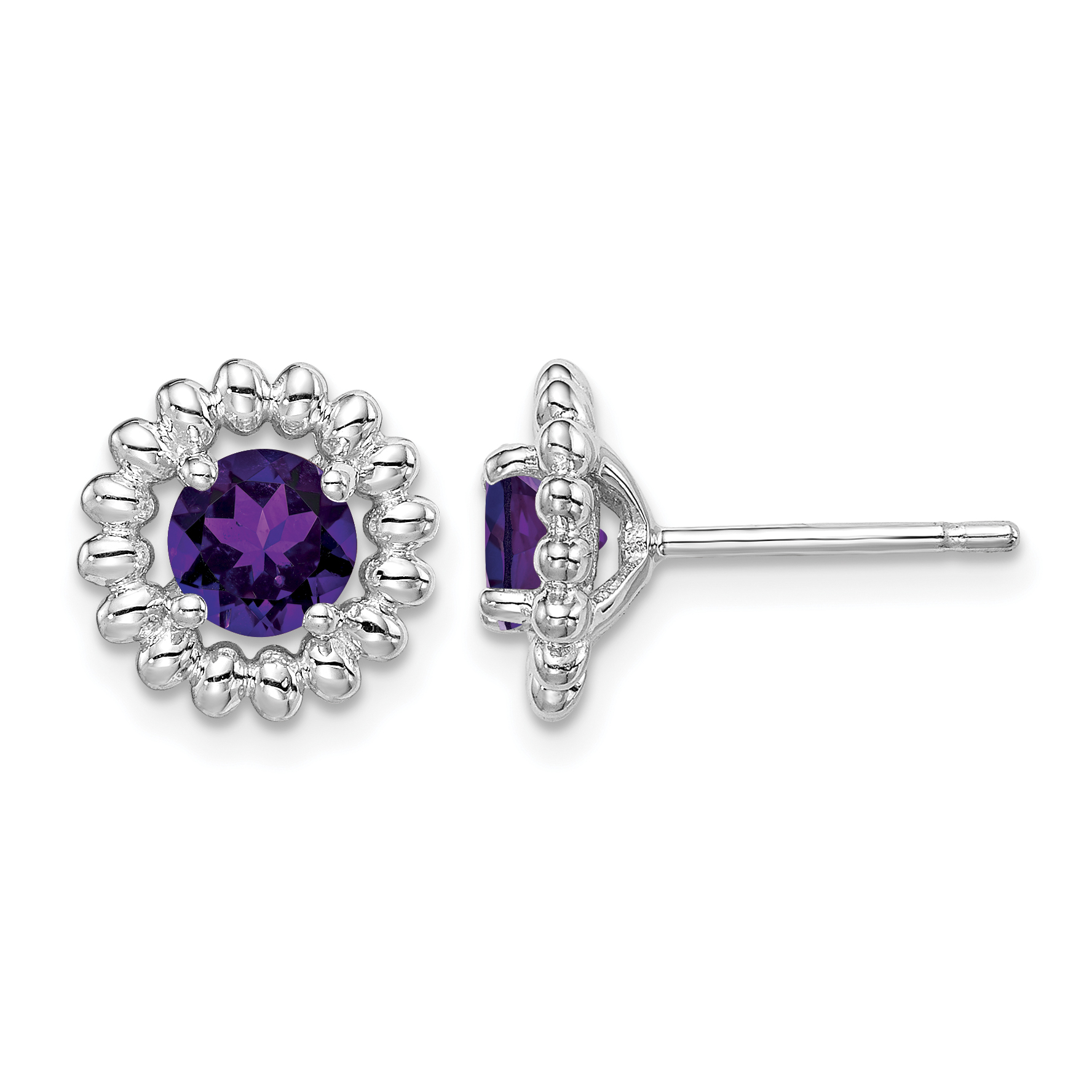 Sterling Silver Rhod-plat Amethyst Earrings (QE14495FEB)