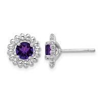 Sterling Silver Rhod-plat Amethyst Earrings view 1