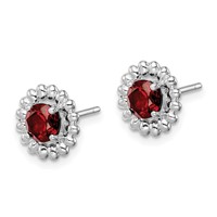 Sterling Silver Rhod-plat Garnet Earrings view 2