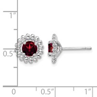 Sterling Silver Rhod-plat Garnet Earrings view 4