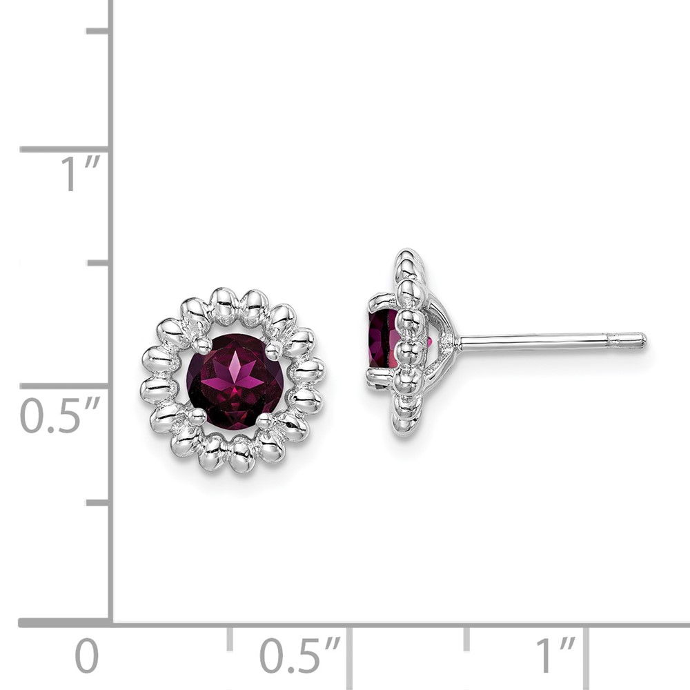 Sterling Silver Rhod-plat Rhodolite Garnet Earrings (QE14495JUN)