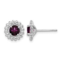 Sterling Silver Rhod-plat Rhodolite Garnet Earrings view 1