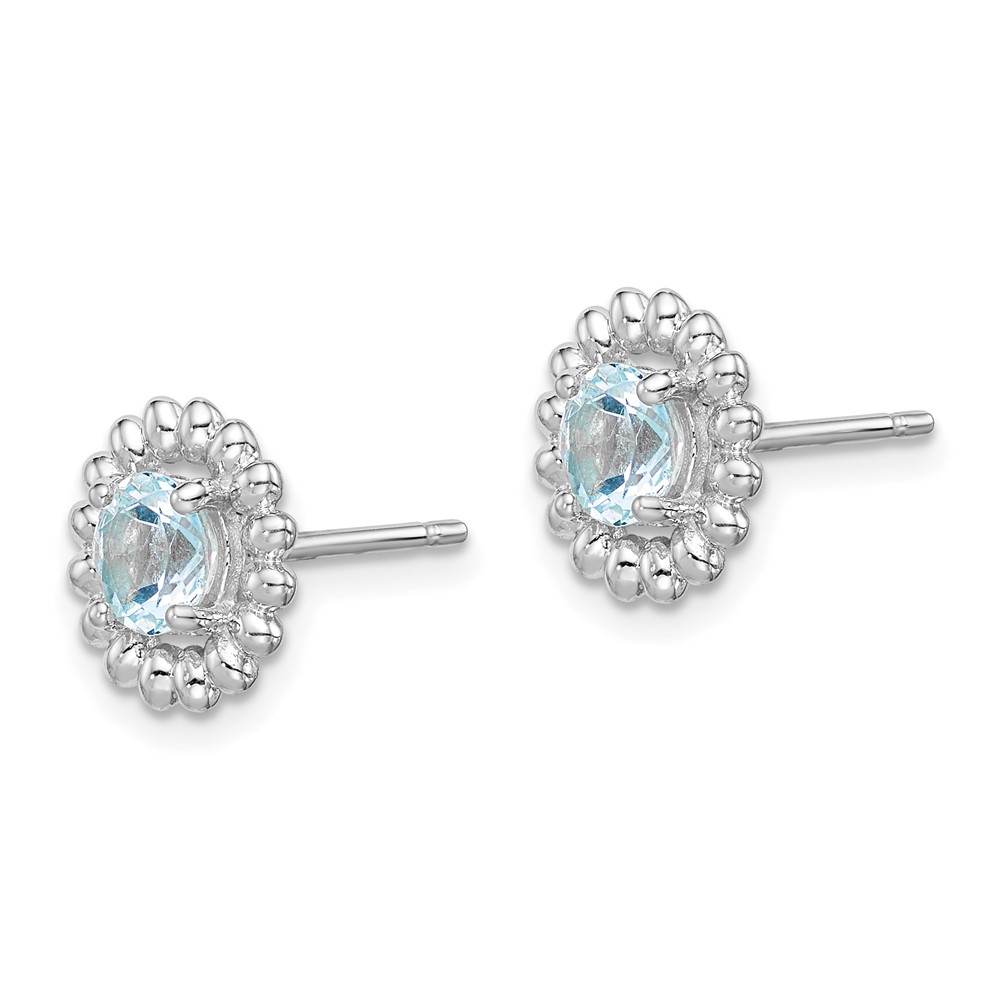 Sterling Silver Rhod-plat Aquamarine Earrings (QE14495MAR)