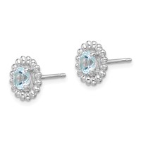 Sterling Silver Rhod-plat Aquamarine Earrings view 2