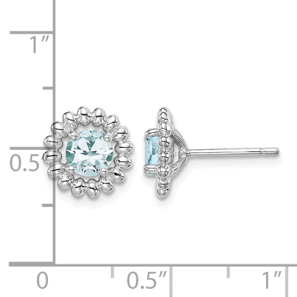 Sterling Silver Rhod-plat Aquamarine Earrings (QE14495MAR)