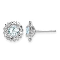 Sterling Silver Rhod-plat Aquamarine Earrings view 1