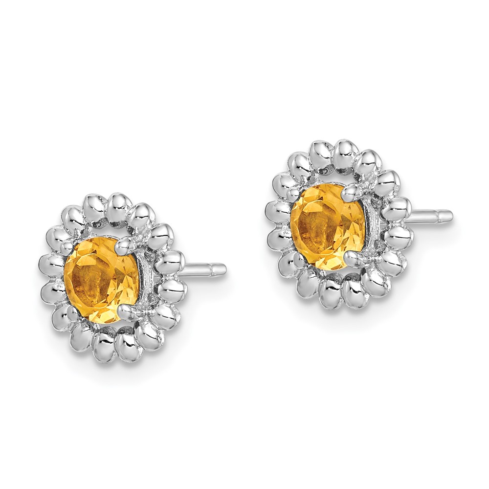 Sterling Silver Rhod-plat Citrine Earrings (QE14495NOV)