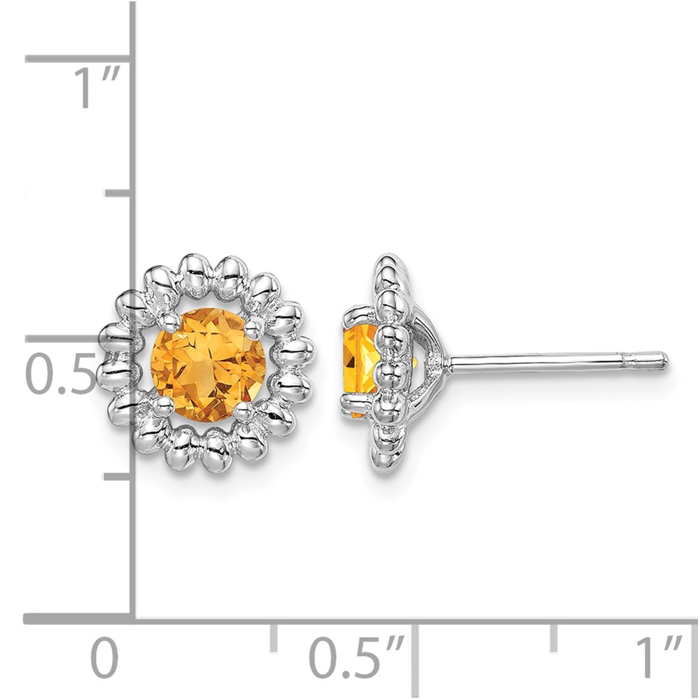 Sterling Silver Rhod-plat Citrine Earrings (QE14495NOV)