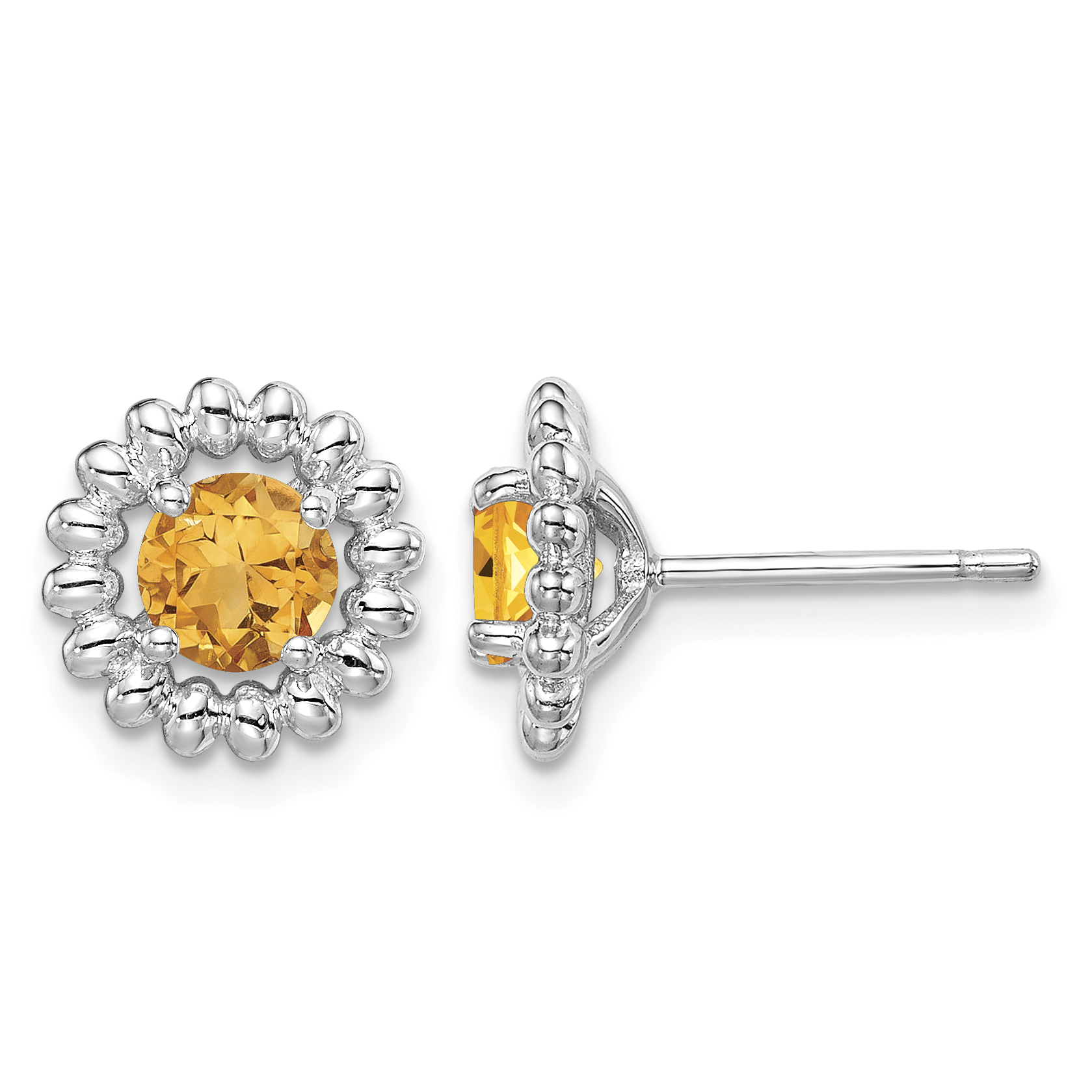 Sterling Silver Rhod-plat Citrine Earrings (QE14495NOV)