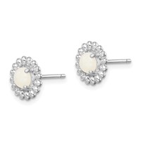 Sterling Silver Rhod-plat Milky Opal Earrings view 2