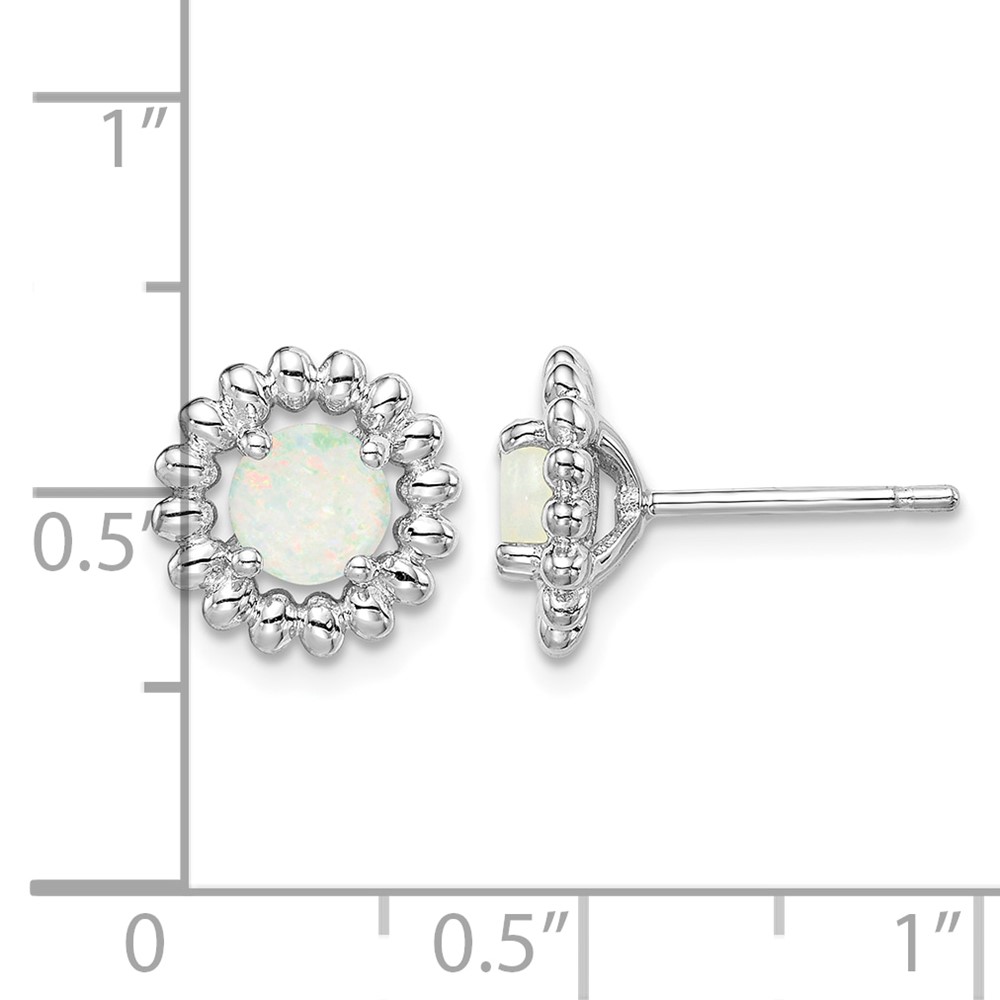 Sterling Silver Rhod-plat Milky Opal Earrings (QE14495OCT)